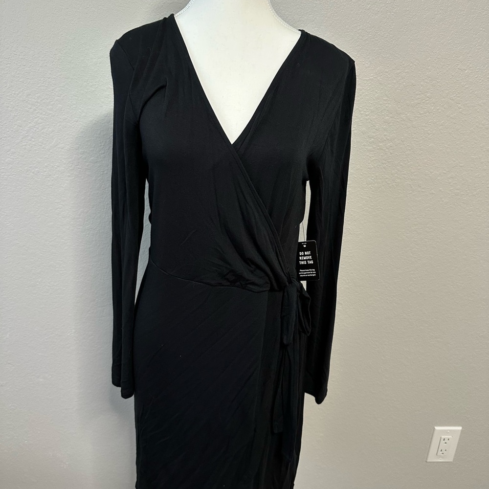 Express Black Long Sleeve Wrap Dress - New With Tags